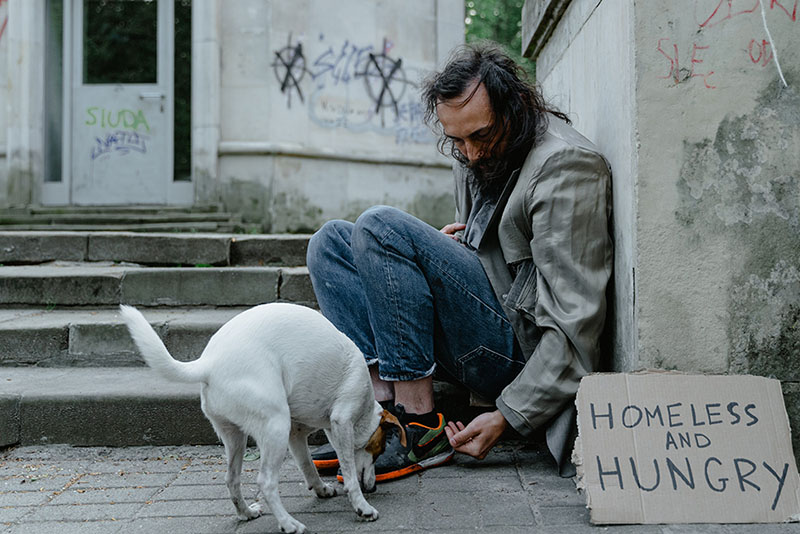 Man with sign. Homeless and hungry
