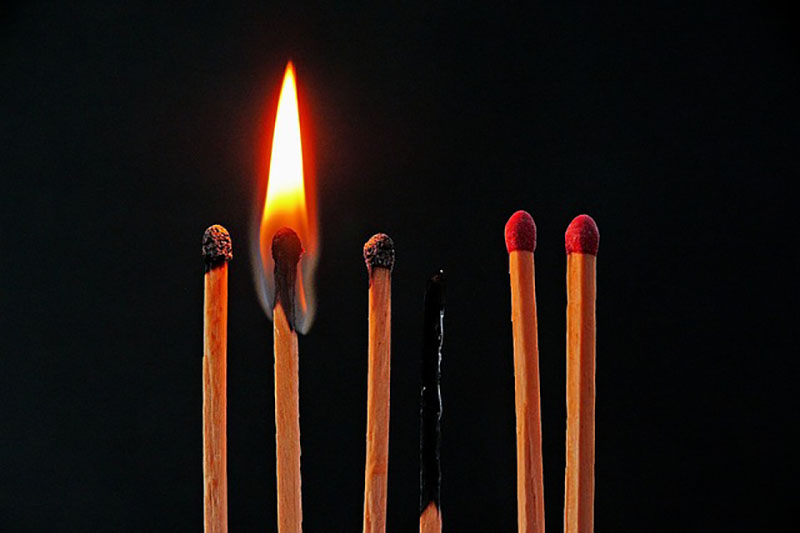 Matches - one burning